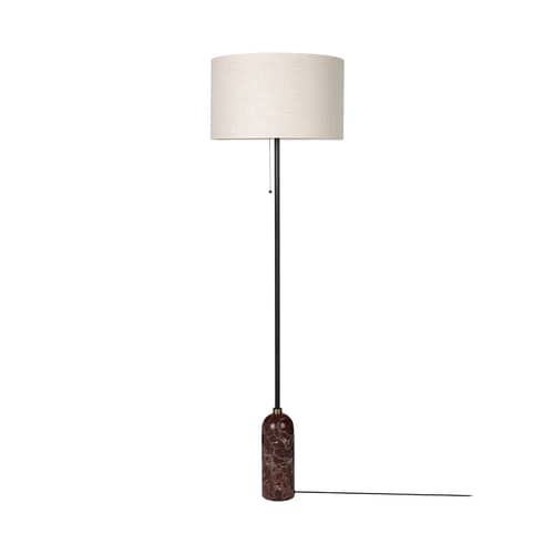 Lampadaire Gravity marbre rouge / Ø 50 x H 168 cm - Gubi - Marbre bordeaux / Abat-jour beige - Marbre, Toile