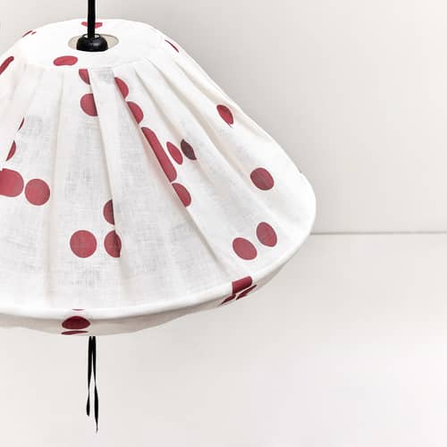 MÖBELZUBEHÖR Yumi textil rot / Ø 50 x H 30 cm – Leinen - NOBODINOZ - Rot / Punkte - Eisen, Leinen