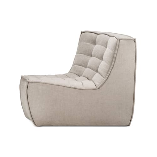 Divano modulabile N701 tessuto beige / Modulo con angoli arrotondati a 45° - Ethnicraft - Beige (tessuto standard) - Legno, Schiuma PU ad alta densità, Tessuto