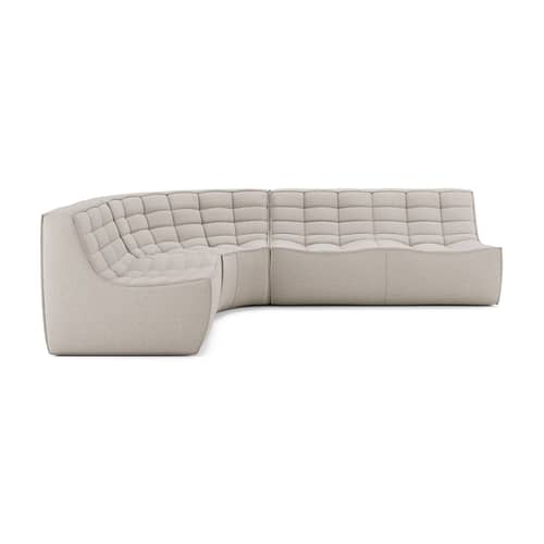 N701 Sofa UK Version textile beige / UK Version - 90° rounded corner Unit - L 120 cm - Ethnicraft - Beige (UK residential fire retardant) - Fabric, High-density PU foam, Wood