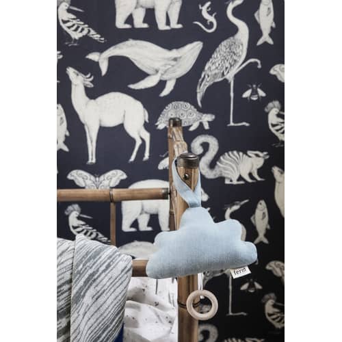 Papier peint Animals papier bleu / 1 rouleau - Larg 53 cm - Ferm Living - Bleu foncé - Toile intissée
