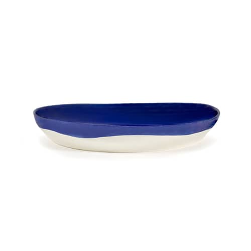 Plat de service Feast Medium / Ø 36 x H 6 cm - Serax - Points / Lapis lazuli & blanc - Grès émaillé
