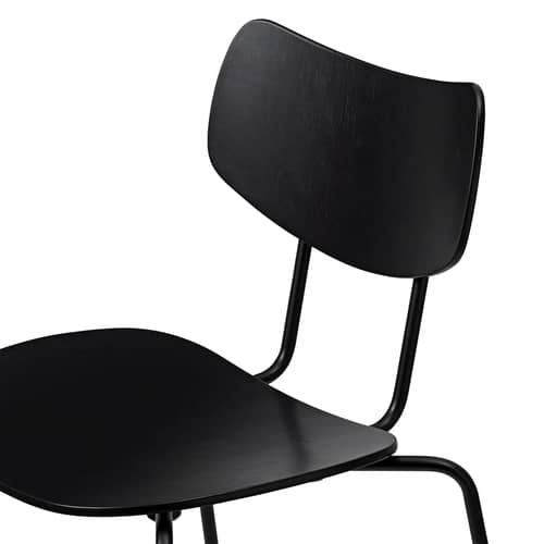 Sedia impilabile VLA26T - Vega Chair legno nero / Vilhelm Lauritzen, 1956 - CARL HANSEN & SON - Nero - Acciaio termolaccato, Compensato di rovere laccato