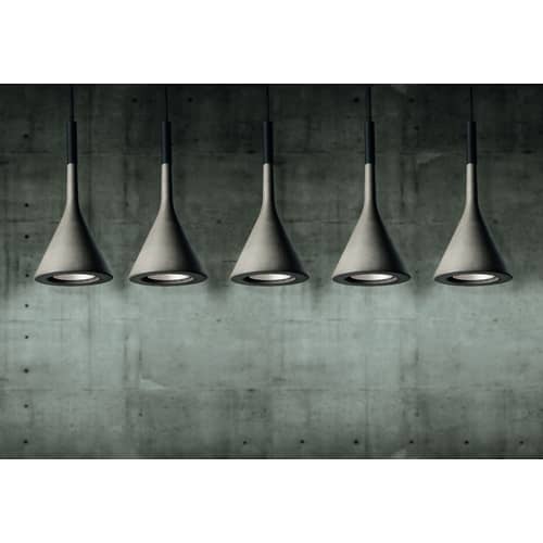 Suspension Aplomb  / Ciment - Ø 17 cm x H 36 cm / Câble 3,5 mètres - Foscarini - Gris - Ciment