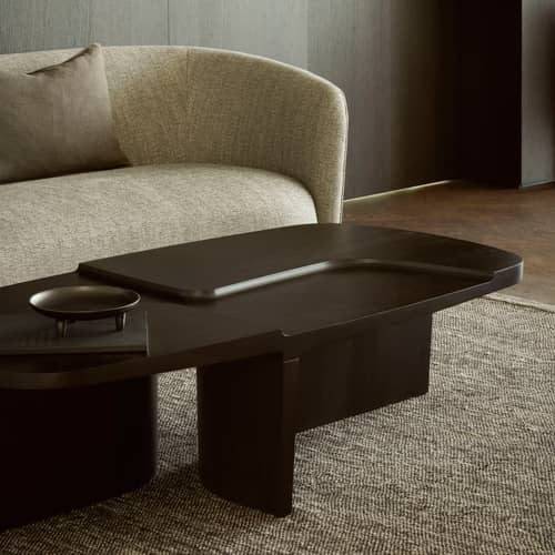 Table basse Brutalist bois marron / 143 x 75 x H 37 cm - Ethnicraft - Acajou brun rose - Acajou massif teinté