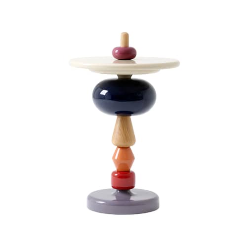 Table d\'appoint Shuffle MH1 bois multicolore / Modulable - Ø 45 x H 69 cm - &tradition - Array / Boule bleu foncé - Chêne massif, MDF laqué