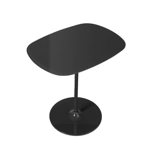 Table d\'appoint Thierry verre noir / 33 x 50 x H 50 cm - Verre - Kartell - Noir - Acier peint, Verre trempé