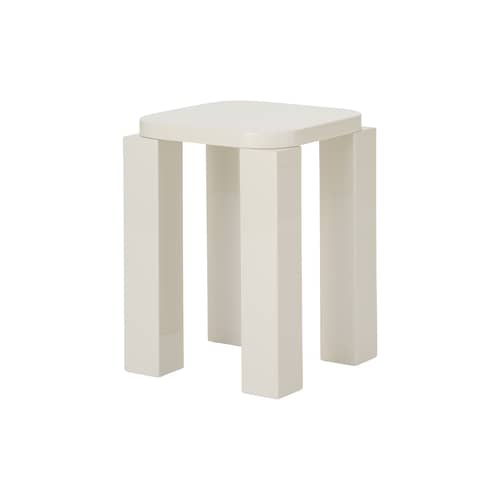Tabouret Atlas bois blanc / Carré - NEW WORKS - Crème - MDF laqué