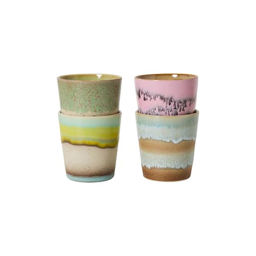 Set de 4 tasses à café 70s ceramics / 23 cl - HK LIVING - Pop art - Grès émaillé