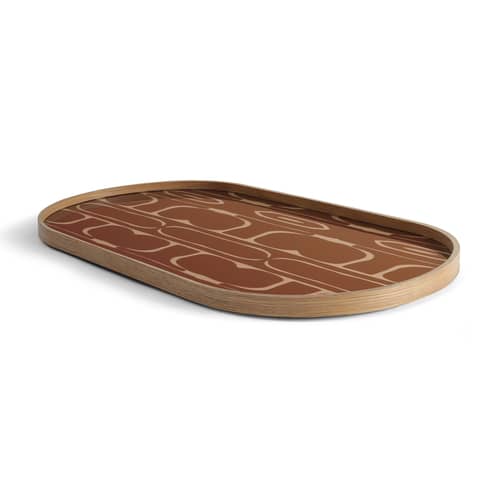 Second Nature Tray wood brown / 71 x 36 cm - Ethnicraft - Second Nature / Auburn & Oak - Oak veneer, Silkscreen printing glass