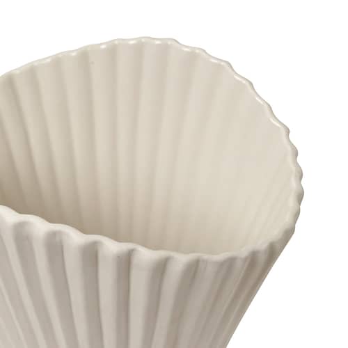 Vaso Fountain Large ceramica bianco / L 23 x H 30,5 cm - Ferm Living - Guscio d\'uovo - Gres