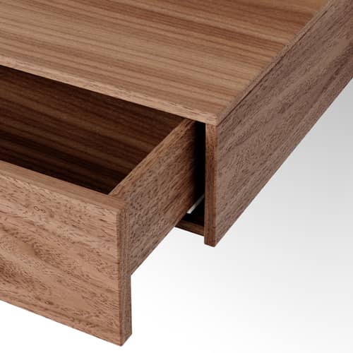 Tana Wall-mounted bedside table wood brown / Drawer - W 41.9 x D 32.2 cm - NEW WORKS - Walnut - Walnut veneer