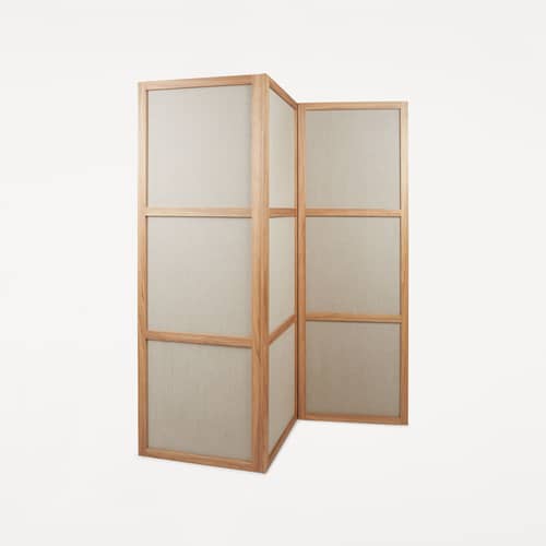  Accessory wood beige / Additional Board for Folding screen Frame - W 58 x H 180 cm - Frama  - Additional Board / Oak & beige Linen - Linen fabric, Oiled oak