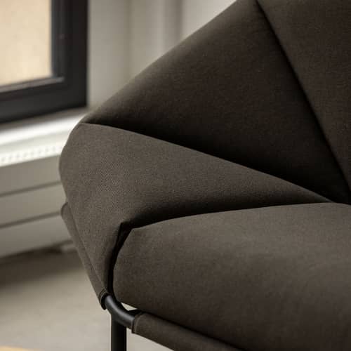 Sofa Atlas textil grün / L 203 cm - KANN DESIGN - Kaki - HR-Schaum, Kvadrat-Gewebe, thermolackierter Stahl