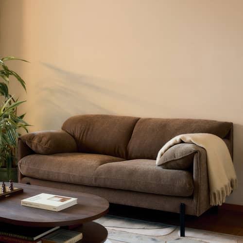 Sofa 2 Sitzer Camilla textil braun / L 167,5 cm - NV GALLERY - Braun der Kastanien - Eisen, Gewebe, High Density-Schaum
