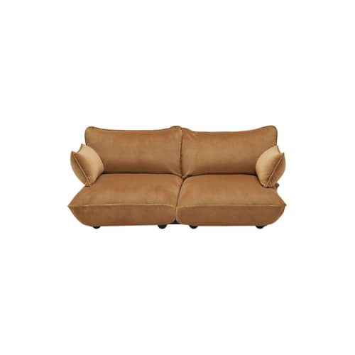 Canapé droit Sumo Medium marron / 3 places - L 210 cm / Velours recyclé - Fatboy - Amande (velours recyclé) - ABS, Acier, Mousse recyclée, Polypropylène, Velours recyclé