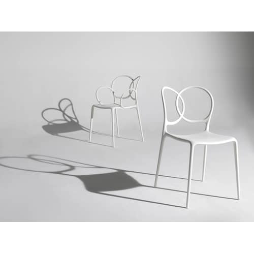 Chaise empilable Sissi Outdoor plastique blanc - Driade - Blanc - Fibre de verre, Polyéthylène, Polypropylène