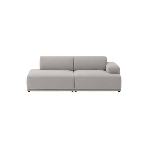 Canapé droit Connect Soft / Configuration 2 - Accoudoir droite / L 207 cm - Muuto - Accoudoir droite / Gris (Clay 12) -  Ouate, Bois, Mousse, Tissu Kvadrat