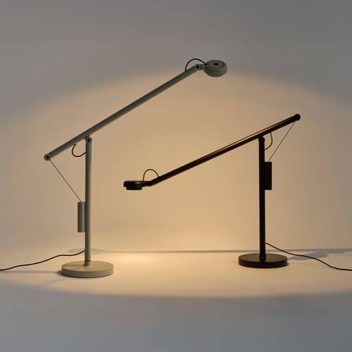Lampe de bureau Fifty-Fifty LED métal gris / Orientable - Hay - Gris cendré - Aluminium thermolaqué