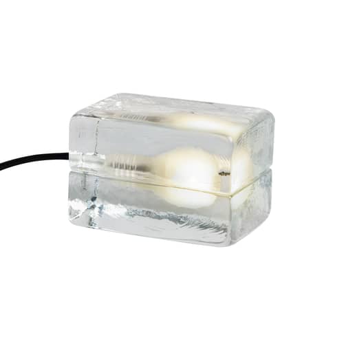 Lampe de table Block Lamp Mini verre transparent / L 12 cm - Harri Koskinen, 1996 - Design House Stockholm - Transparent / Cordon plastique noir - Verre
