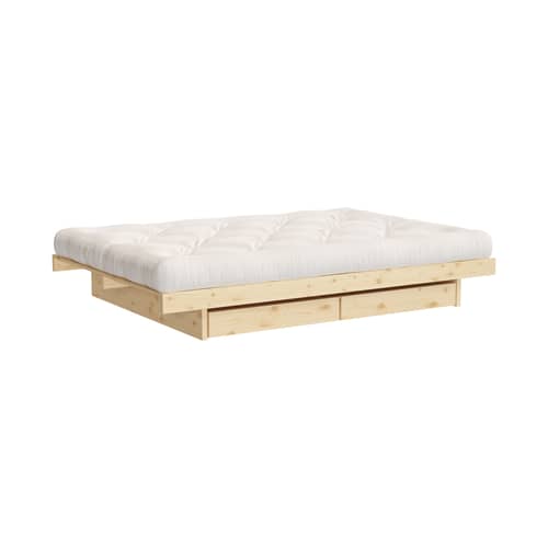 Lit double Kanso / Pour matelas 180 x 200 cm - 4 tiroirs - KARUP - Pin clair / Avec 4 tiroirs - Pin massif certifié FSC