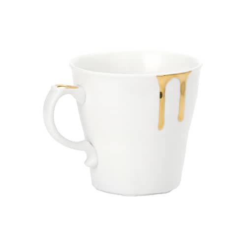 Mug Estetico Quotidiano Anniversary céramique blanc - Seletti - Blanc & or - Or fin véritable, Porcelaine