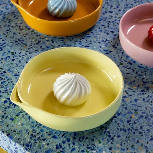 Presse-agrumes Pudding céramique  - & klevering - Jaune - Grès