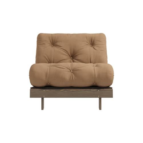 Fauteuil convertible Roots / Dormeuse & lit d\'appoint - 3 positions / Structure marron - KARUP DESIGN - Moka 755 / Bois marron - Fibres recyclées mélangées, Mousse, Pin massif certifié FSC laqué, Tissu