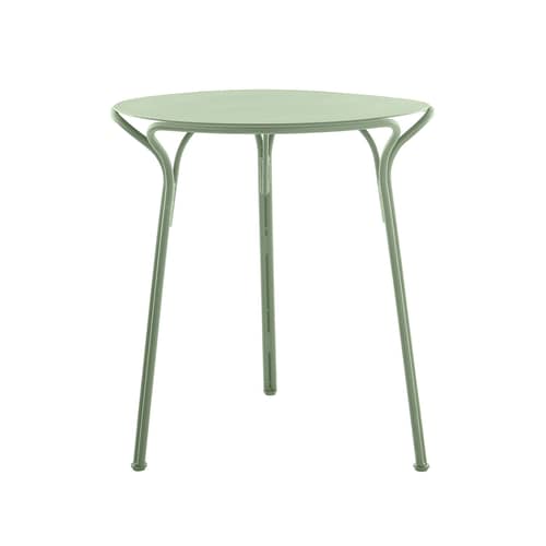 HiRay Round table metal green / Metal - Ø 60 cm - Kartell - Green - Painted galvanized steel