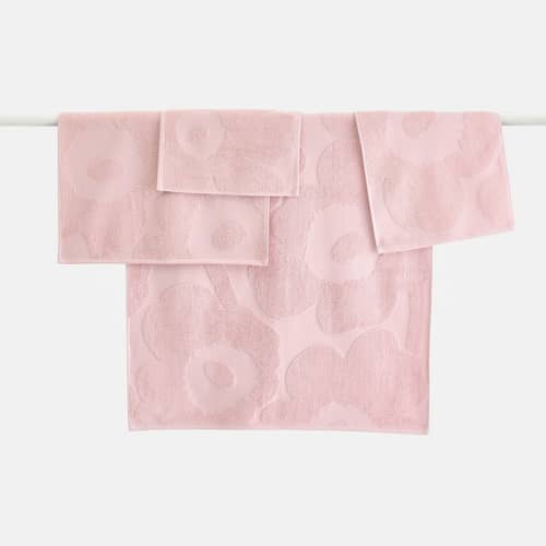 Serviette de toilette Unikko / 32 x 50 cm - Marimekko - Unikko / Rose - Coton éponge