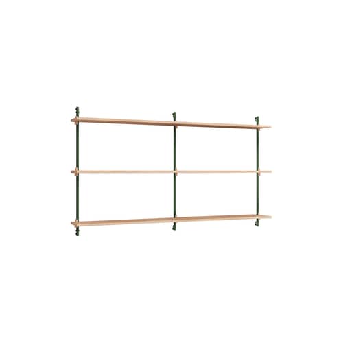 Wall Shelving – ws.85.2 Shelf natural wood / W 162 x H 85 cm x D 17.5 cm - MOEBE - Natural oak / Green - Oak veneer MDF, Steel