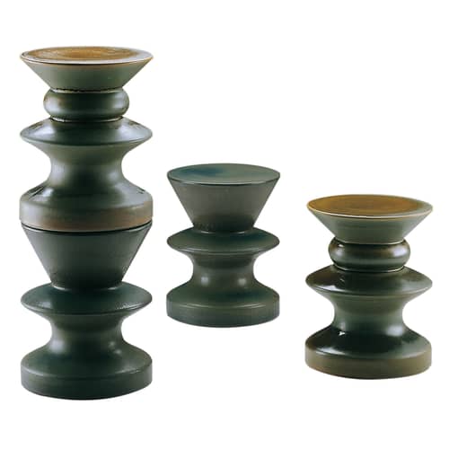 Table d\'appoint Teti céramique vert / H 44 cm - Prospero Rasulo, 2006 - Zanotta - Vert - Jaune - Grès émaillé
