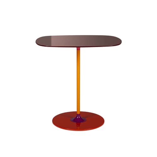 Table d\'appoint Thierry verre rouge / 33 x 50 x H 50 cm - Verre - Kartell - Bordeaux - Acier peint, Verre trempé