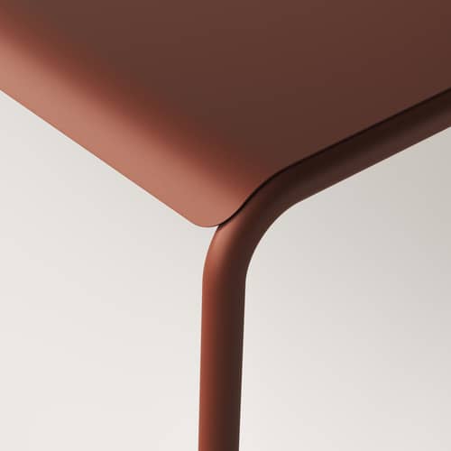 Table rectangulaire Panorama métal rouge / 160 x 90 cm - 6 places / Seconde vie - TIPTOE - Rouge Brique - Acier thermolaqué