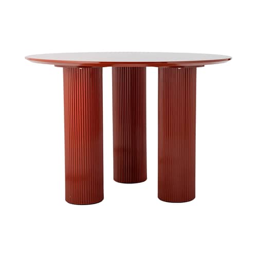 Table ronde Della bois rouge / Ø 110 cm - Bloomingville - Rouge brillant - MDF laqué