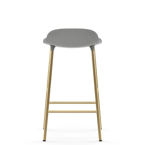 Tabouret de bar Form plastique gris / H 65 cm/ Modèle d\'exposition - Normann Copenhagen - Gris / Laiton - Acier plaqué laiton, Polypropylène