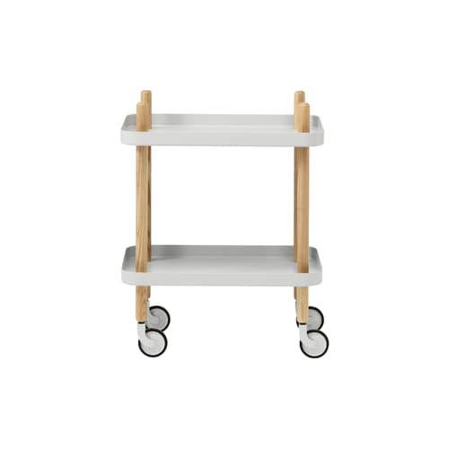 Ablage Block metall grau / auf Rollen - Normann Copenhagen - Hellgrau - Esche, Stahl