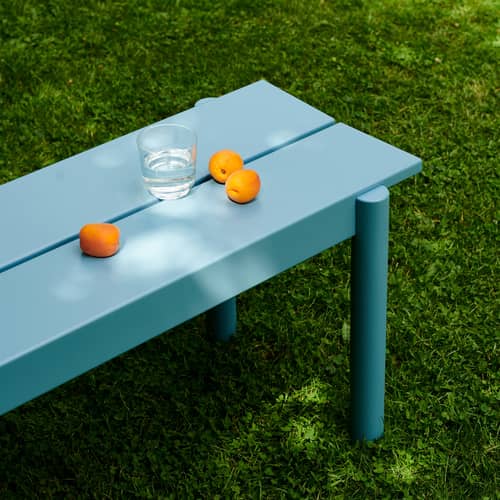 Banc Linear métal vert / L 170 cm - Muuto - Vert foncé - Acier revêtement poudre