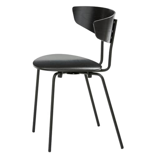 Chaise empilable Herman bois noir - Ferm Living - Noir - Acier laqué époxy, Contreplaqué de chêne laqué