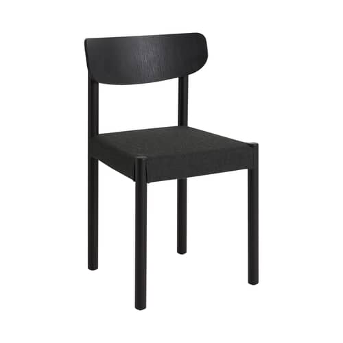 Chaise rembourrée Pack 11 / Dossier contreplaqué - Hay - Tissu anthracite (Remix 973) / Noir - Chêne laqué, Mousse, Tissu