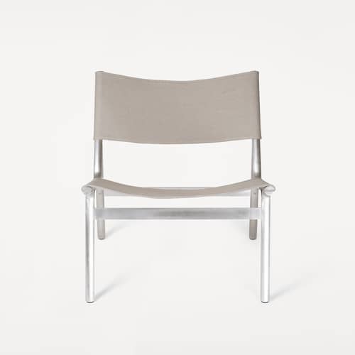 Fauteuil bas Union INDOOR tissu beige / Tissu lin - Frama  - Grès (tissu lin) - Aluminium brossé, Lin