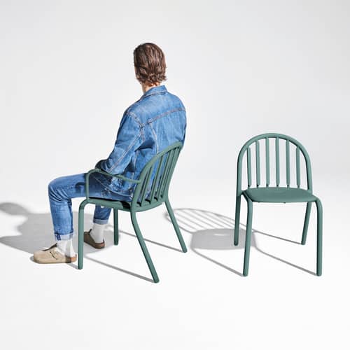Fauteuil empilable Fred\'s métal vert - Fatboy - Sauge foncé - Aluminium