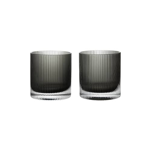 Glas Ripple glas grau / Set von 2 - 25 cl - Ferm Living - Rauchgrau - mundgeblasenes Glas