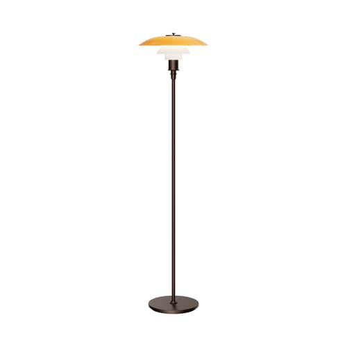 Lampadaire PH PH 3½-2½  Centenary Edition - Louis Poulsen - Ambre & blanc / Laiton bruni - Laiton bruni, Verre soufflé bouche