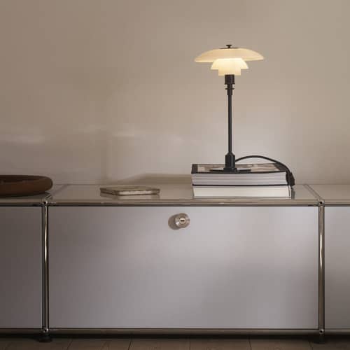 Lampe de table PH 2/1 vert / Réédition 1927 - Louis Poulsen - Vert brillant / Blanc - Aluminium laqué, Verre soufflé bouche