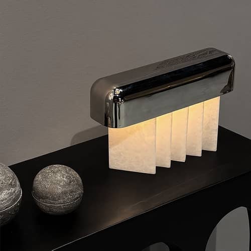 Lampe sans fil rechargeable Beetle LED / Marbre - 101 COPENHAGEN - Chromé / Marbre blanc - Marbre, Métal chromé