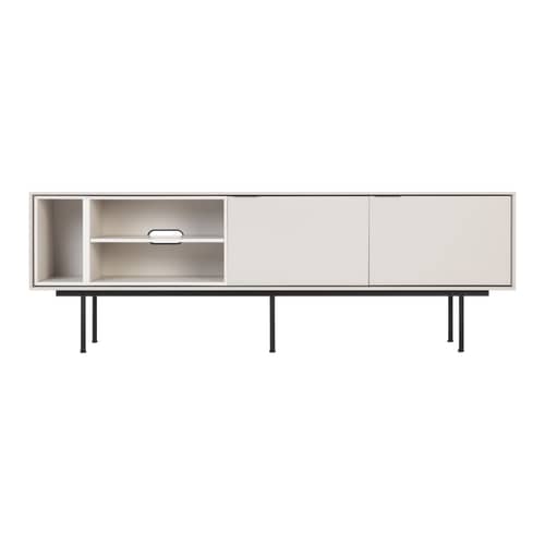 Mobile TV Mod legno grigio / L 189 x H 61 cm - NOO.MA - Mandorla grigia - Acciaio, Melamina