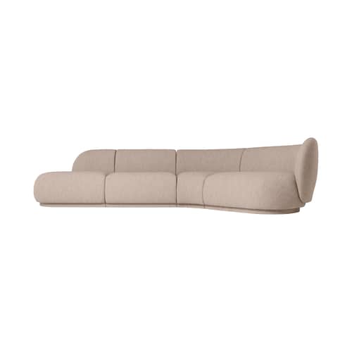 Rico Modular sofa  textile beige / Unit left - UK version - Ferm Living - Left - Foam, Terrycloth, Wood