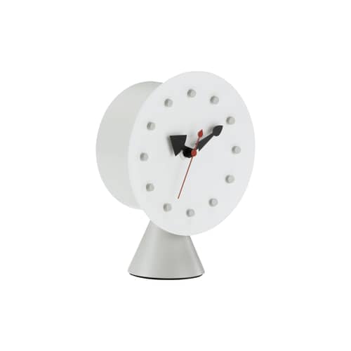 Orologio da posare Desk Clock - Cone Base Clock metallo bianco / Di George Nelson, 1947-1953 - Vitra - Bianco - Alluminio
