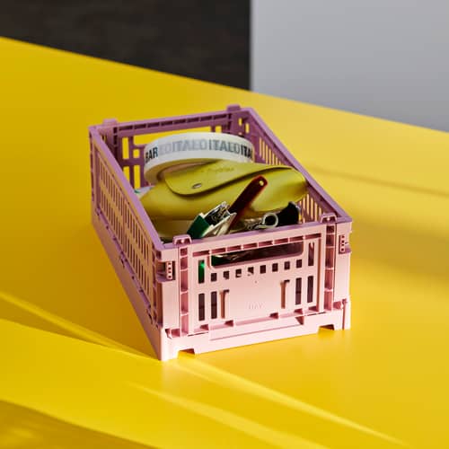 Panier Colour Crate plastique gris Small / 17 x 26,5 cm - Recyclé - Hay - Gris chaud - Polypropylène recyclé